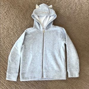 CrewCuts cat ear zip up hoodie